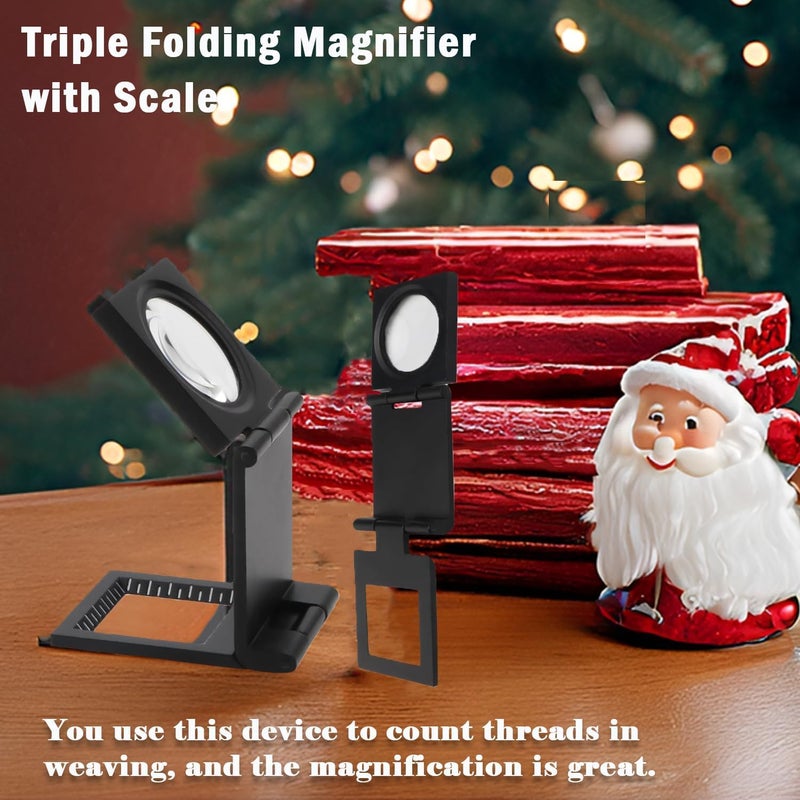 Rongon Pocket Magnifier Small Folding Magnifying Glasses 10X 28mm Mini Jewelers Magnifying Loupe with Scale Three-Folding Loupe Magnifiers for Coins Textile Optical Jewelry Tool (1 Pcs) - Image 4